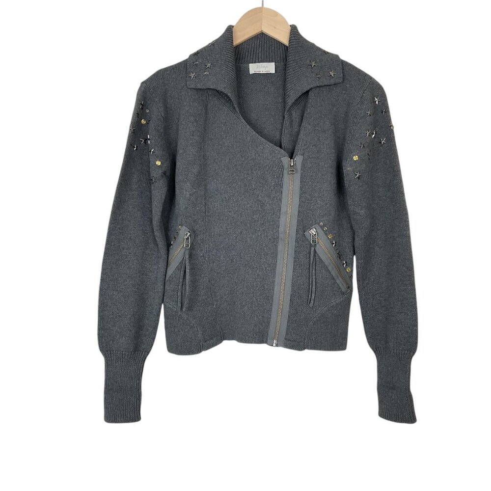Wrap London Gray Cotton Moto Jacket Size 4